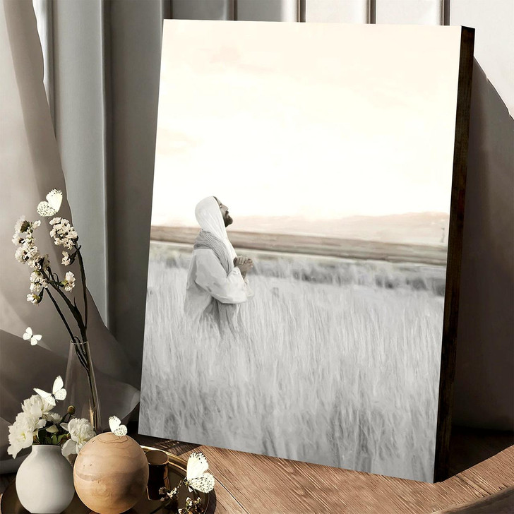Jesus Kneeling In Prayer In A Field Canvas Art Christian Wall Art Depicting Jesus Christ In Prayer Faith Inspiring Decor