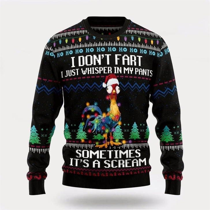 Goofygearprints Farmers Sweater, Funny Chicken I Don't Fart It‘s Scream Ugly Christmas Sweater, Christmas Crewneck Sweater, Winter Farm Fashion