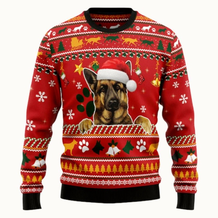 Goofygearprints German Shepherd Waiting For Christmas Ugly Sweater - Christmas sweater gift