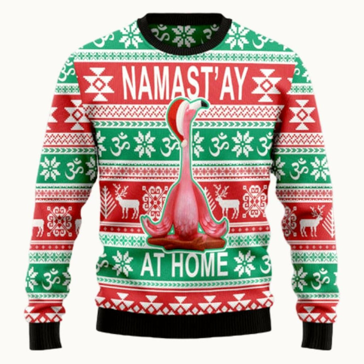 Goofygearprints Flamingo Yoga Christmas Ugly Sweater - Christmas sweater gift