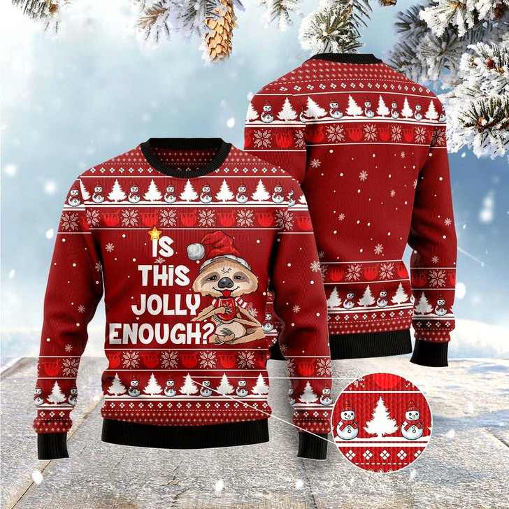 Goofygearprints Is This Jolly Enough Sloth Ugly Christmas Sweater, Funny Xmas Sweater, Sweater Xmas