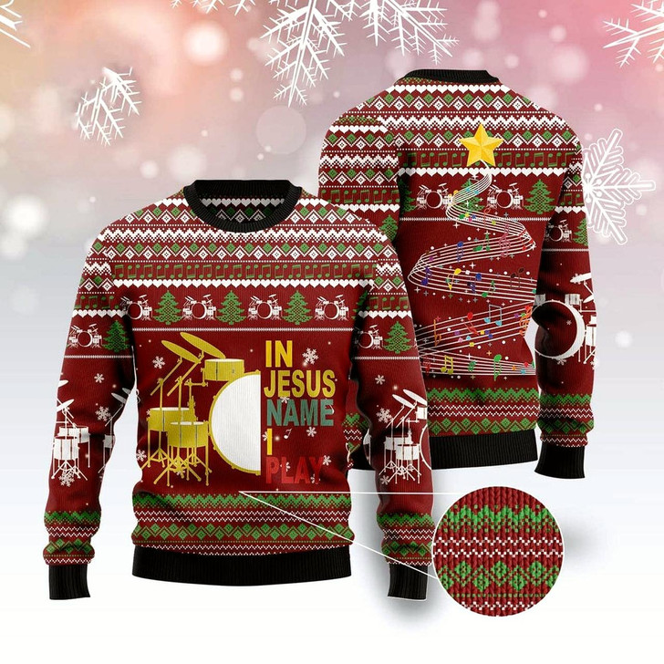 Goofygearprints Drum I Play Ugly Christmas Sweater, Funny Xmas Sweater, Sweater Xmas