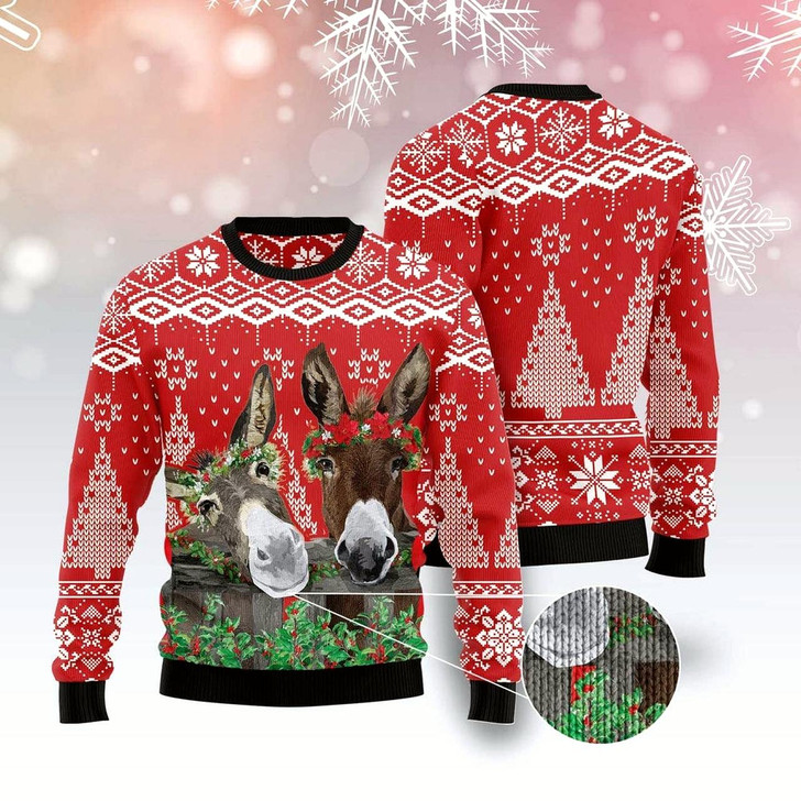 Goofygearprints Donkey Buddies Christmas Ugly Christmas Sweater, Funny Xmas Sweater, Sweater Xmas
