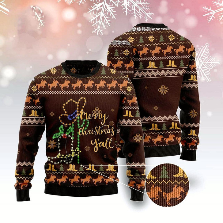 Goofygearprints Cowboy Boots Christmas Ugly Christmas Sweater, Funny Xmas Sweater, Sweater Xmas