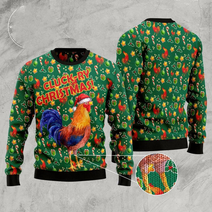 Goofygearprints Cluck-Ry Christmas Ugly Christmas Sweater, Funny Xmas Sweater, Sweater Xmas