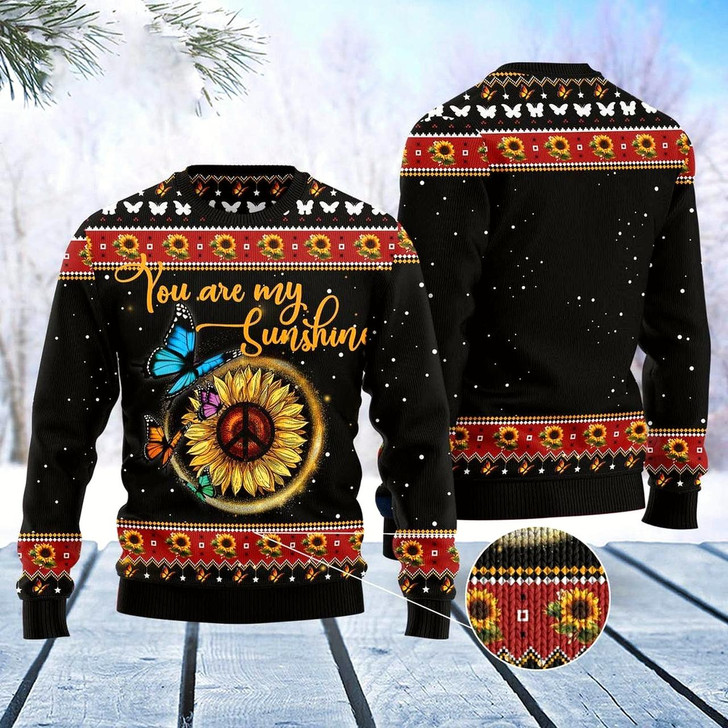 Goofygearprints Butterfly Sunshine Ugly Christmas Sweater, Funny Xmas Sweater, Sweater Xmas