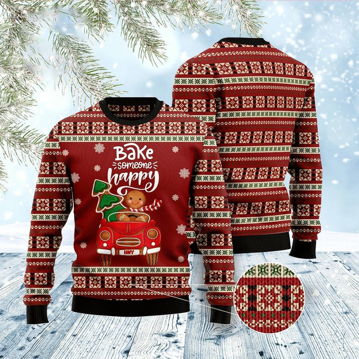 Goofygearprints Bake Someone Happy Ugly Christmas Sweater, Funny Xmas Sweater, Sweater Xmas