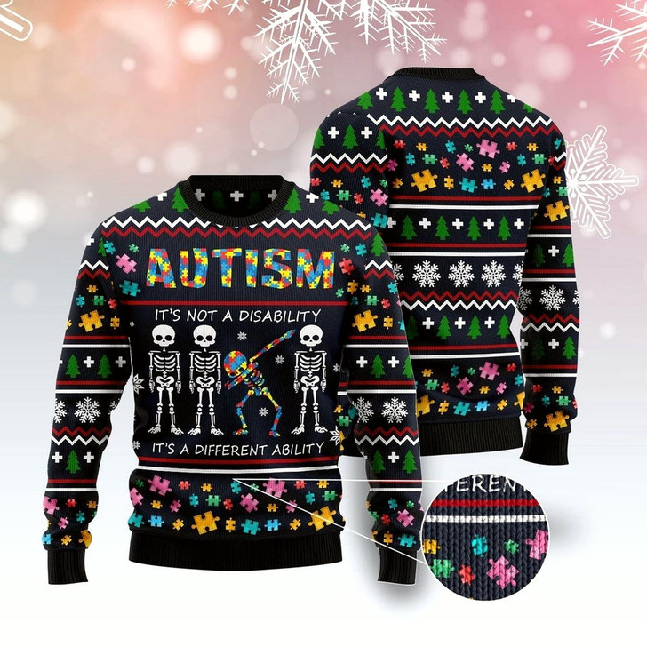 Goofygearprints Autism It's A Different Ability Ugly Christmas Sweater, Funny Xmas Sweater, Sweater Xmas