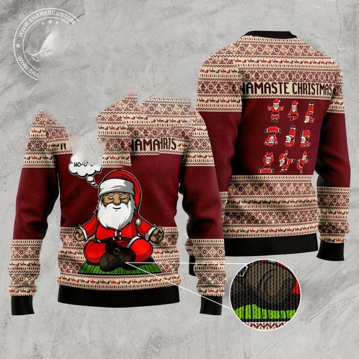 Goofygearprints Yoga Santa Clause Ugly Christmas Sweater, Funny Xmas Sweater, Sweater Xmas