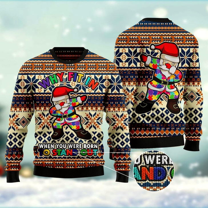 Goofygearprints Why Fit In When You Were Born To Stand Out Ugly Christmas Sweater, Funny Xmas Sweater, Sweater Xmas