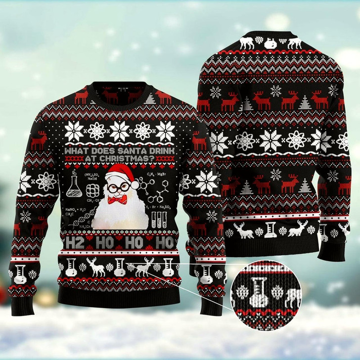 Goofygearprints What Does Santa Drink At Christmas Ugly Christmas Sweater, Funny Xmas Sweater, Sweater Xmas