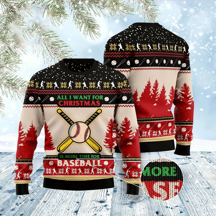 Goofygearprints Time For Baseball Ugly Christmas Sweater, Funny Xmas Sweater, Sweater Xmas