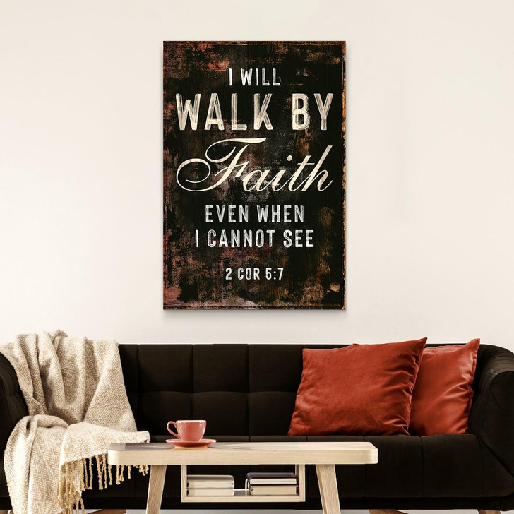2 Corinthians 5:7 Walk By Faith Canvas Art Christian Wall Decor With Bible Verse Emphasizing The Power Of Living By