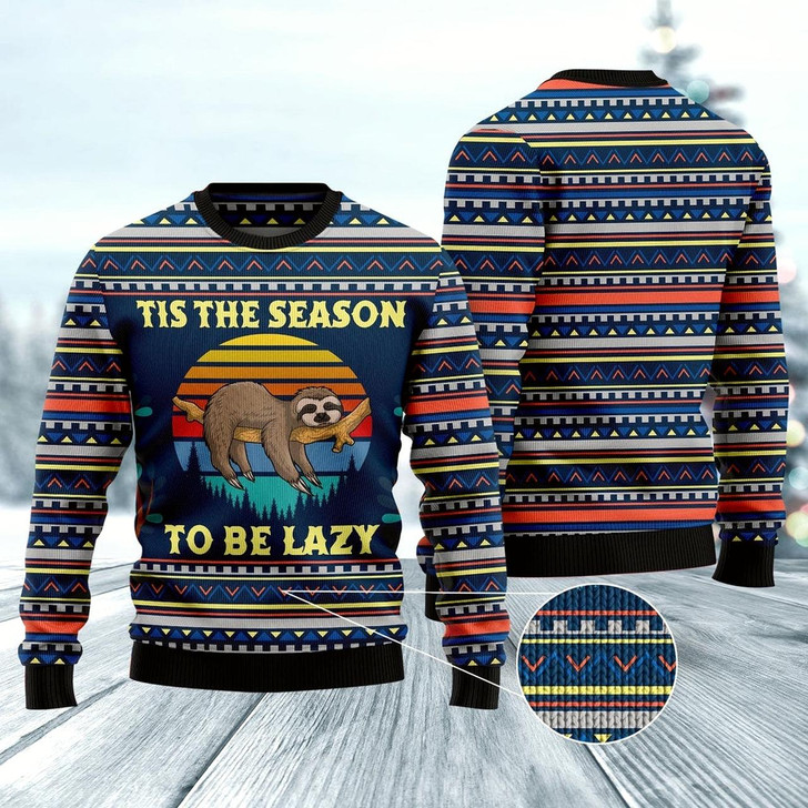 Goofygearprints Sloth Tis The Season Ugly Christmas Sweater, Funny Xmas Sweater, Sweater Xmas