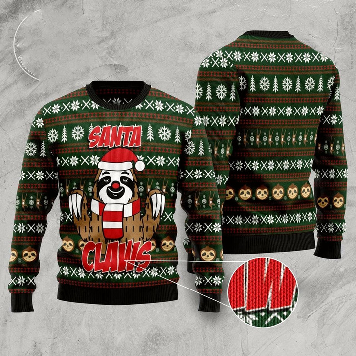 Goofygearprints Sloth Santa Claws Ugly Christmas Sweater, Funny Xmas Sweater, Sweater Xmas