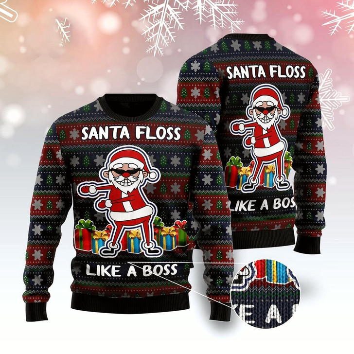 Goofygearprints Santa Floss Ugly Christmas Sweater, Funny Xmas Sweater, Sweater Xmas