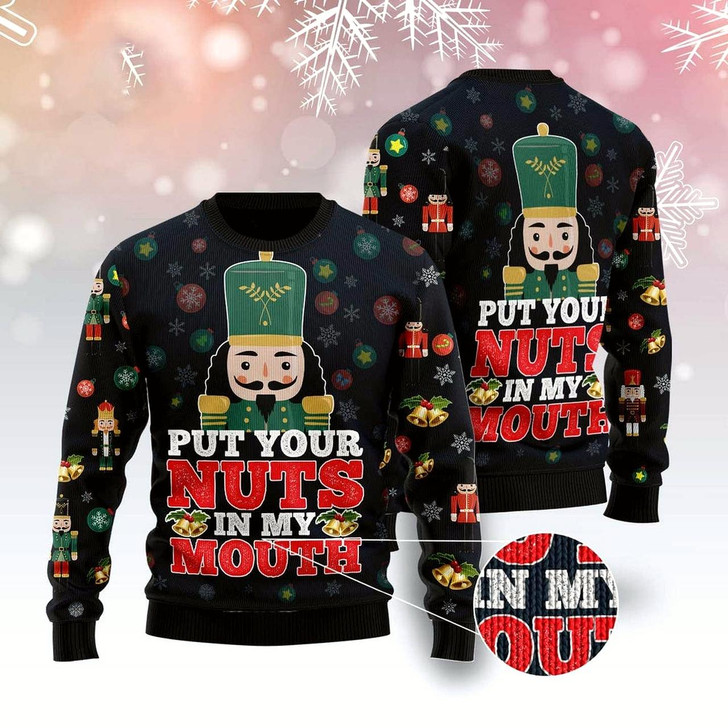 Goofygearprints Put Your Nuts In My Mouth Ugly Christmas Sweater, Funny Xmas Sweater, Sweater Xmas