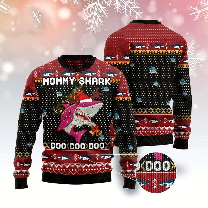 Goofygearprints Mommy Shark Christmas Ugly Christmas Sweater, Funny Xmas Sweater, Sweater Xmas