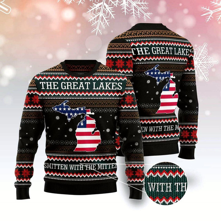 Goofygearprints Michigan Smitten With The Mitten Ugly Christmas Sweater, Funny Xmas Sweater, Sweater Xmas