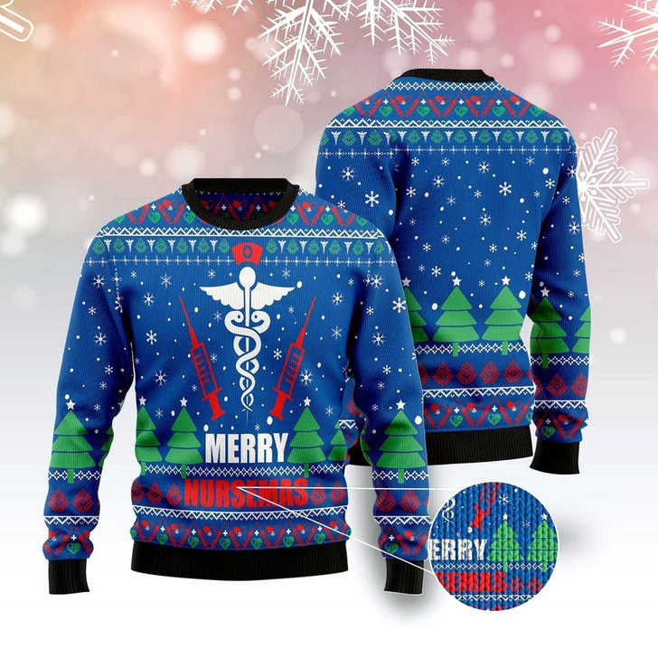 Goofygearprints Merry Nursemas Ugly Christmas Sweater, Funny Xmas Sweater, Sweater Xmas