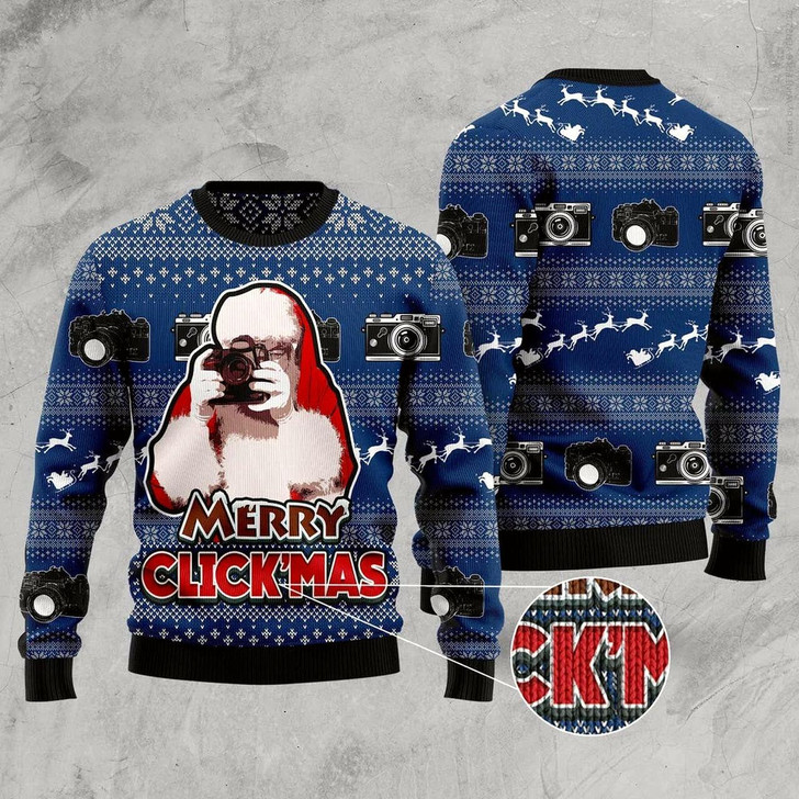 Goofygearprints Merry Clickmas Ugly Christmas Sweater, Funny Xmas Sweater, Sweater Xmas