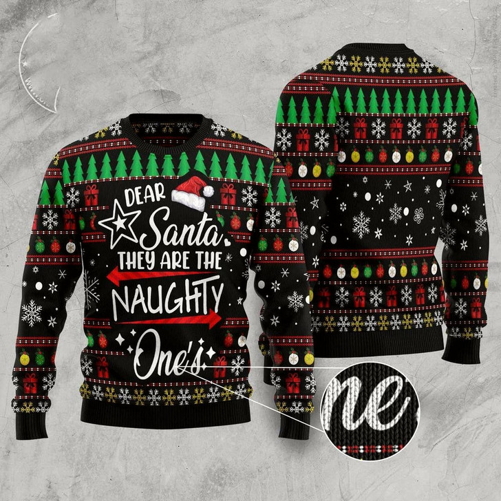 Goofygearprints Merry Christmas Dear Santa They Are Naughty One'S Ugly Christmas Sweater, Funny Xmas Sweater, Sweater Xmas