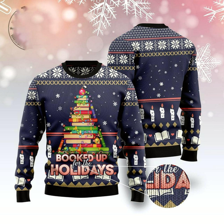 Goofygearprints Xmas Tree Sweater, Book Christmas Tree Ugly Christmas Sweater, Funny Xmas Sweater