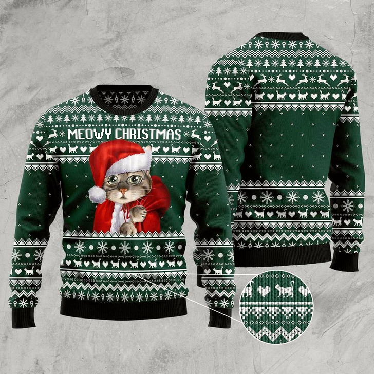Goofygearprints Cat Xmas Sweater, Cat Santa Ugly Christmas Sweater, Sweater Xmas