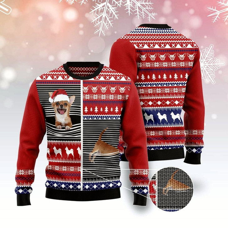Goofygearprints Dog Xmas Sweater, Lovely Chihuahua Ugly Christmas Sweater, Funny Xmas Sweater