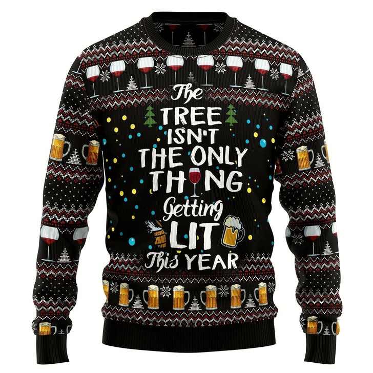 Goofygearprints The Tree Isn't The Only Thing Getting Lit Ugly Christmas Sweater