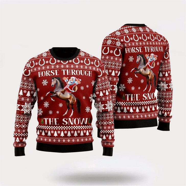 Goofygearprints Farmers Sweater, Horse Ugly Christmas Sweater, Christmas Crewneck Sweater, Winter Farm Fashion