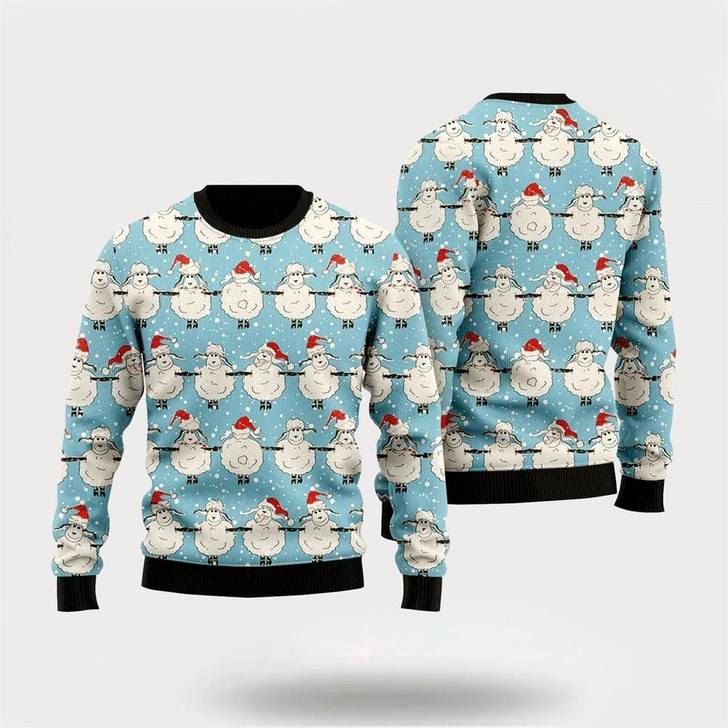 Goofygearprints Farmers Sweater, Christmas Sheeps Dancing Ugly Christmas Sweater, Christmas Crewneck Sweater, Winter Farm Fashion