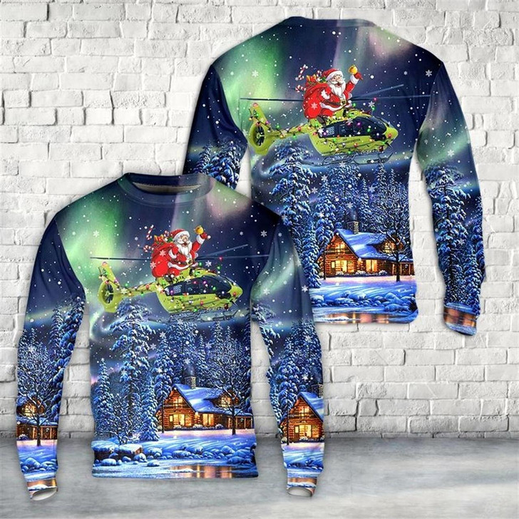 Goofygearprints Norwegian Air Ambulance Airbus H145 helicopter Ugly Christmas Sweater, Best Gift For Holiday, Christmas Crewneck Sweater, Christmas Winter Fashion