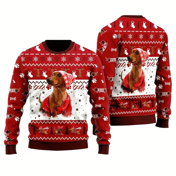 Goofygearprints Pet Dog Sweater, Holiday DachshundUgly Christmas Sweater, Gift For Dog Love, Winter Fashion