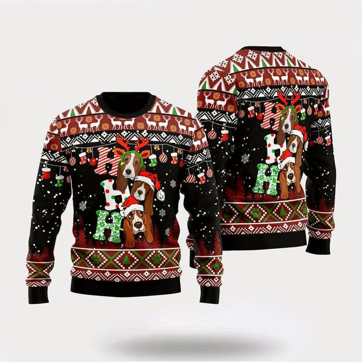 Goofygearprints Pet Dog Sweater, Basset Hound DogUgly Christmas Sweater, Gift For Dog Love, Winter Fashion