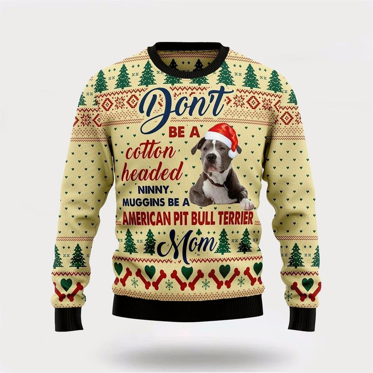 Goofygearprints Pet Dog Sweater, American Pit Bull Terrier MomUgly Christmas Sweater, Gift For Dog Love, Winter Fashion