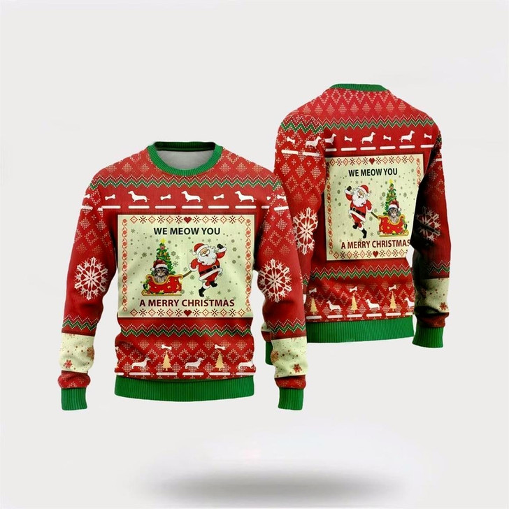 Goofygearprints Pet Cat Sweater, Laperm Cats Ugly Christmas Sweater, Gift For Cat Love, Cat Crewneck Sweater, Winter Fashion