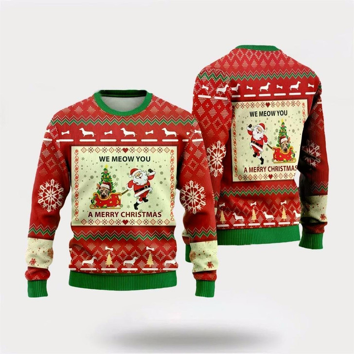 Goofygearprints Pet Cat Sweater, Devon Rexs Ugly Christmas Sweater, Gift For Cat Love, Cat Crewneck Sweater, Winter Fashion