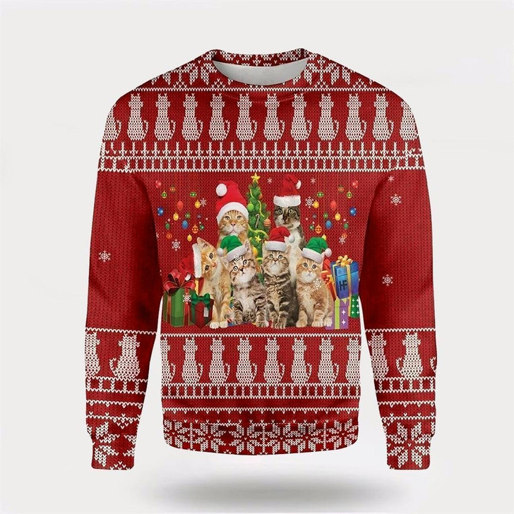 Goofygearprints Pet Cat Sweater, Cat Lovers Christmas Ugly Christmas Sweater, Gift For Cat Love, Cat Crewneck Sweater, Winter Fashion