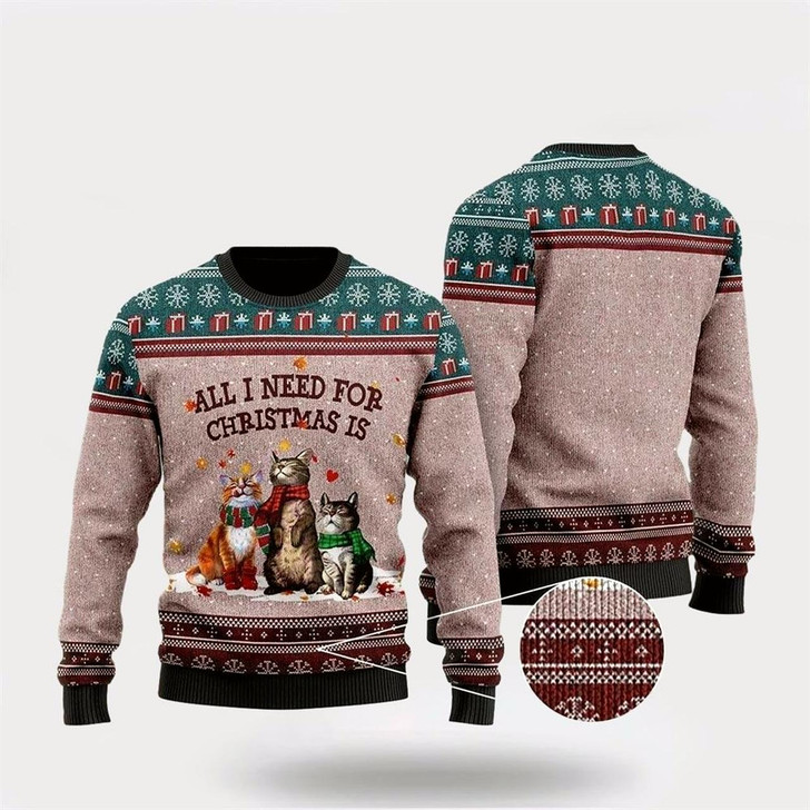 Goofygearprints Pet Cat Sweater, Black Cat Ugly Funny Family Ugly Christmas Sweater, Gift For Cat Love, Cat Crewneck Sweater, Winter Fashion