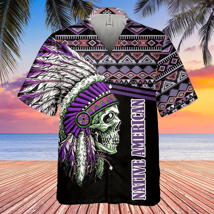 Goofygearprints Native American Hawaiian Shirt, Moonlit Legend Hawaiian Shirt, Native American Chief Shirt, Native Pattern Shirt