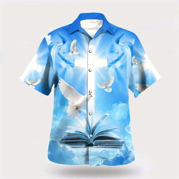 Goofygearprints Christian Hawaiian Shirt, Pigeon Cross And Bible Hawaiian Shirts, Christian Aloha Shirt