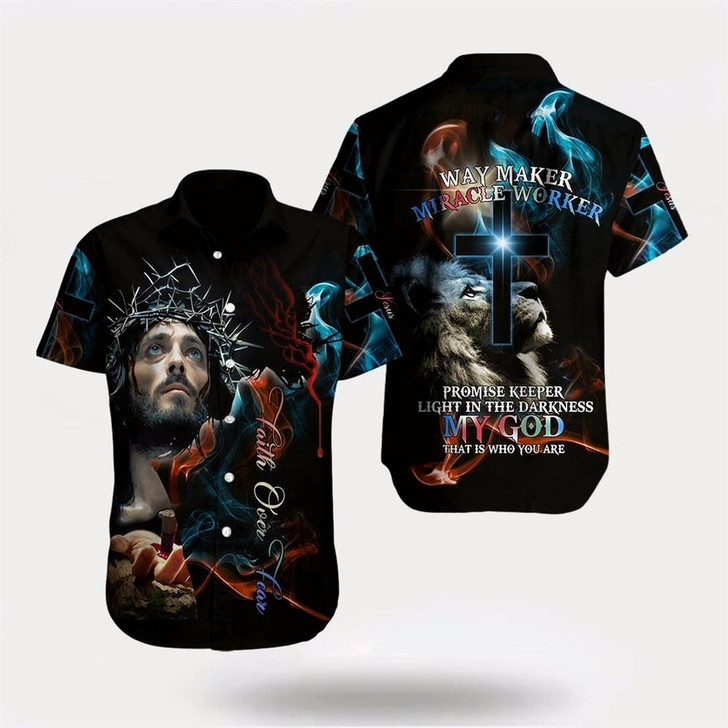 Goofygearprints Christian Hawaiian Shirt, Jesus Faith Over Fear Religion Hawaiian Shirt, Christian Aloha Shirt