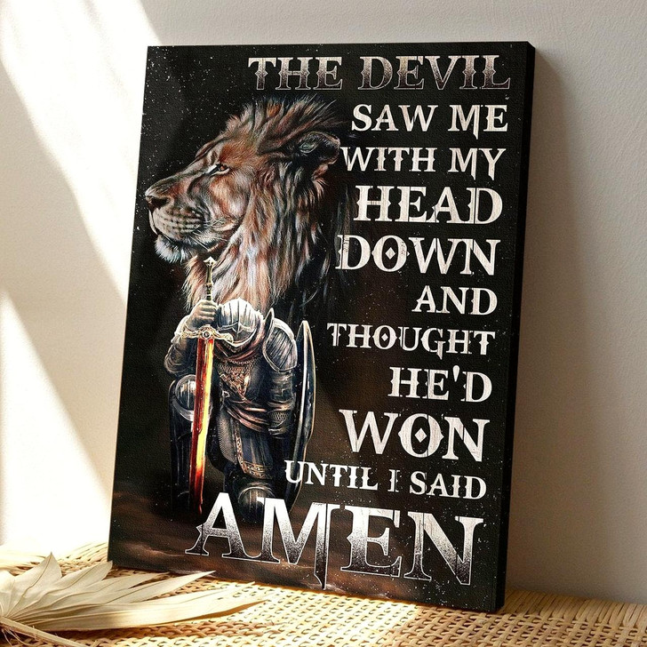 The Devil Thought He Won Until I Said Amen Canvas Portrait Of Jesus Christian Wall Art