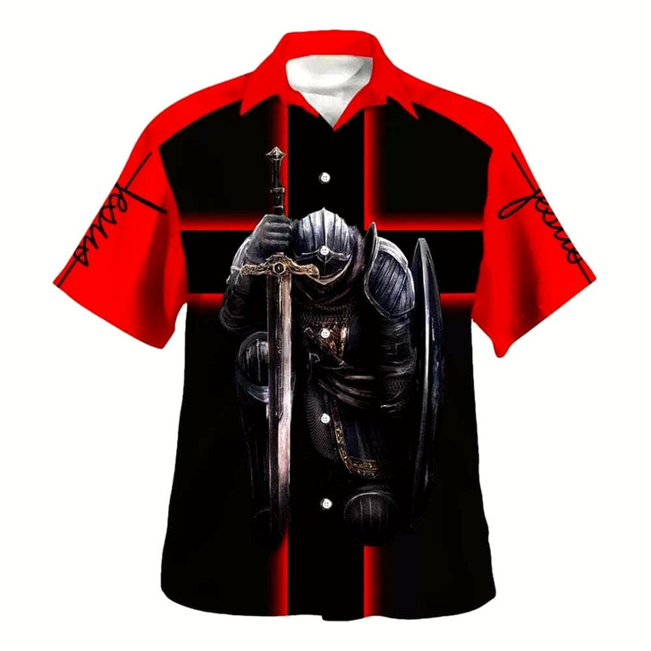 Goofygearprints Knight Template Armor Of God I'M On Team Jesus I'M Not Religious Hawaiian Shirt For Men, Christian Hawaiian Shirt, Gift For Christian
