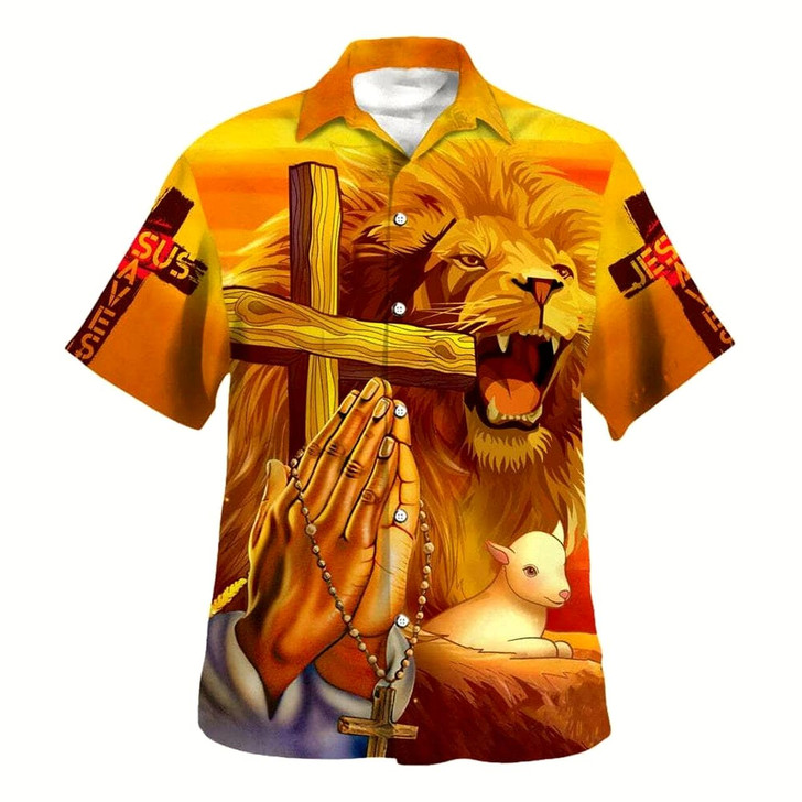 Goofygearprints Jesus Lion Jesus Save For Friend Hawaiian Shirt For Men, Christian Hawaiian Shirt, Gift For Christian