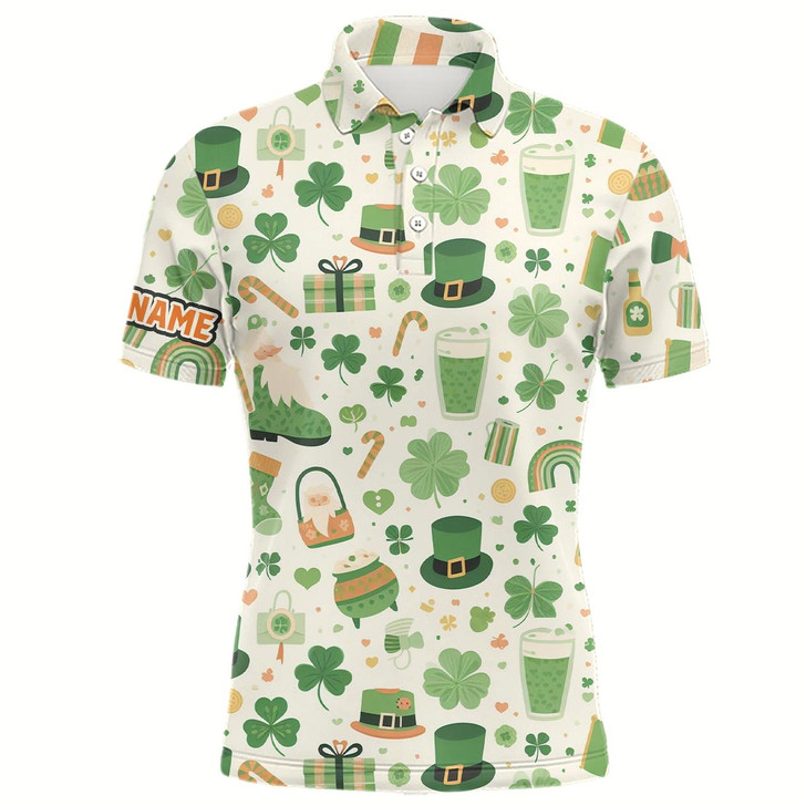 Goofygearprints St Patrick Day Seamless Mens Golf Polo Shirts Custom Green Golf Shirts For Men Golf Gifts