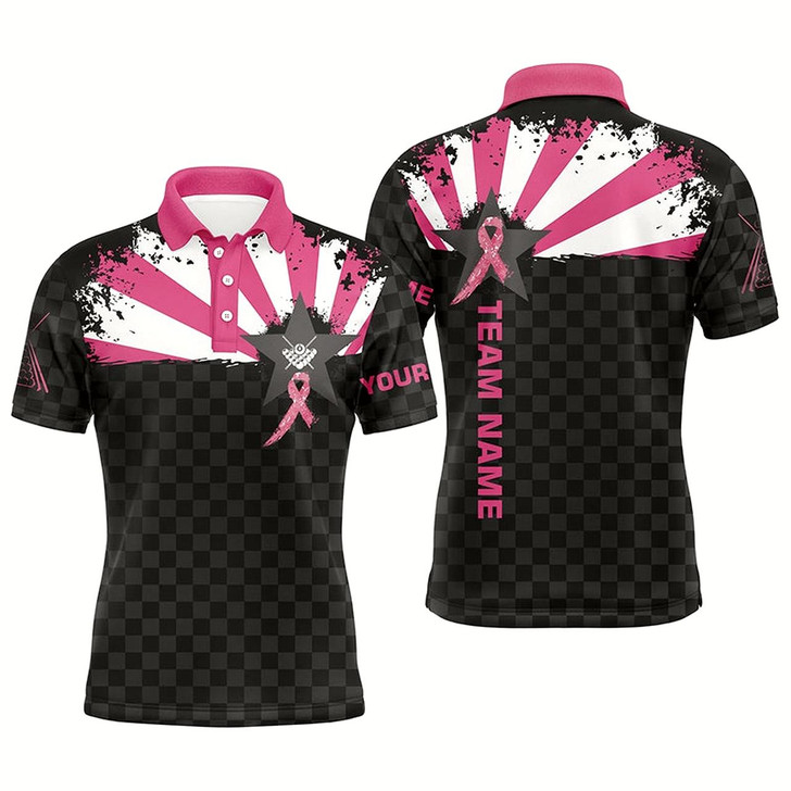Goofygearprints Pink Breast Cancer Awareness Shirt For Men, Custom Jerseys Billiard Sport Polo Shirts For Player Style 2
