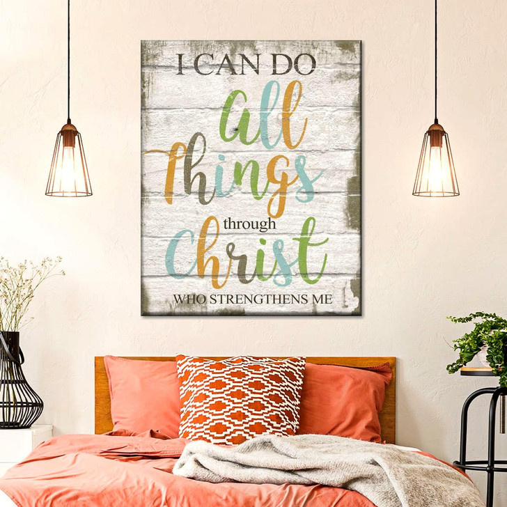 I Can Do All Things Through Christ Wall Art Canvas For Living Room Christian Wall Decor Inspirational Scripture Art