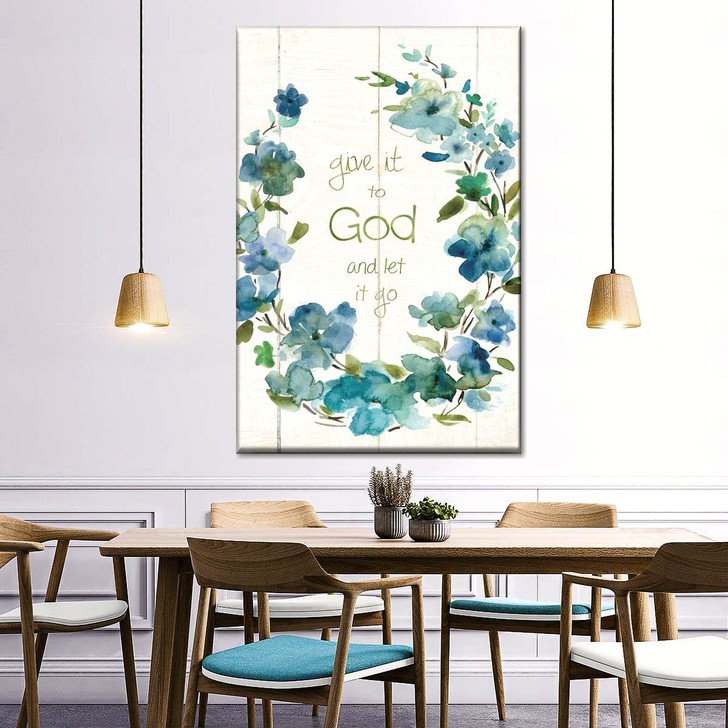 Give It To God Wreath Wall Art Canvas For Living Room Christian Wall Decor Inspirational Christian Artwork